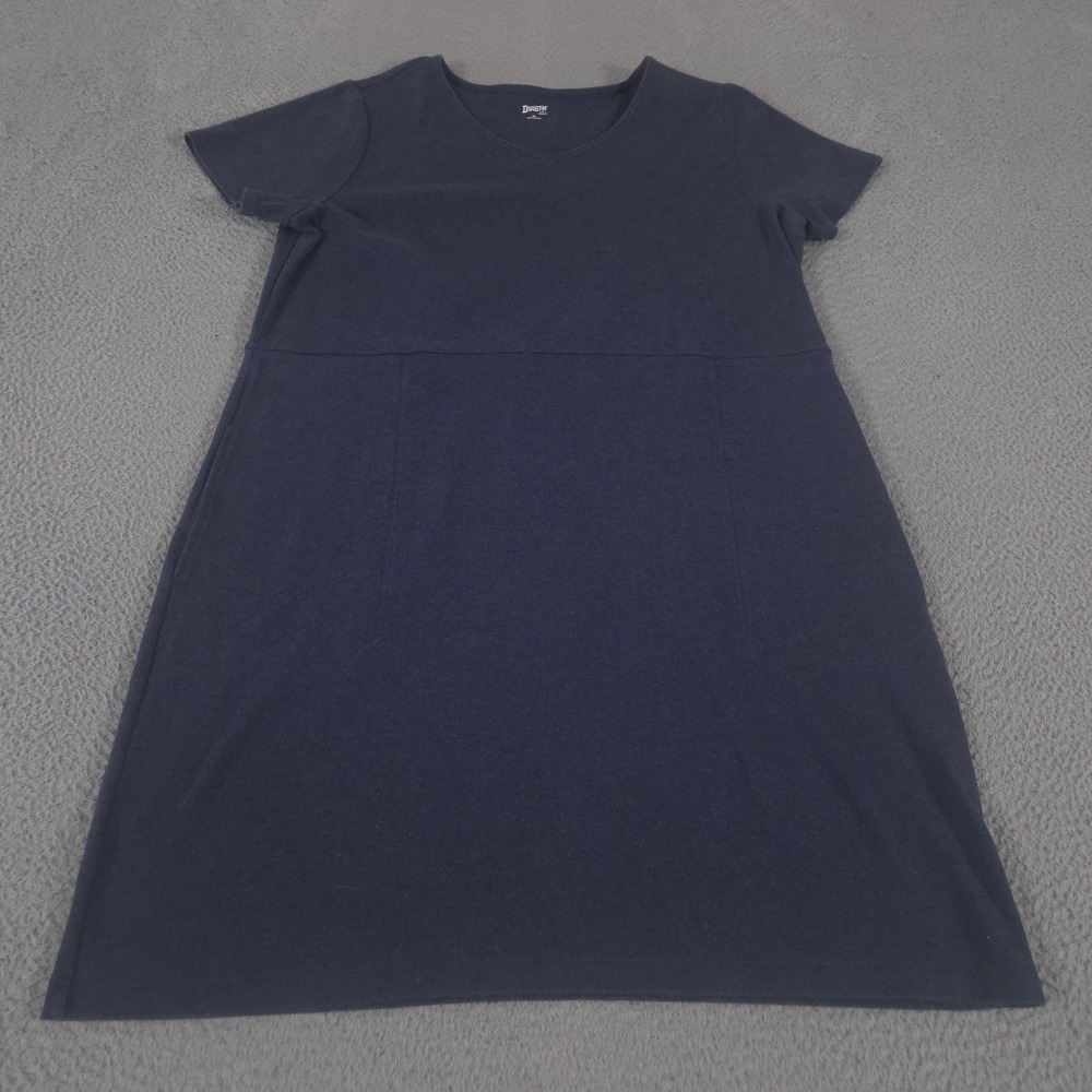 Duluth Trading Co Dress Womens XL Navy NoGA Naturale Cotton Short Sleeve V-Neck